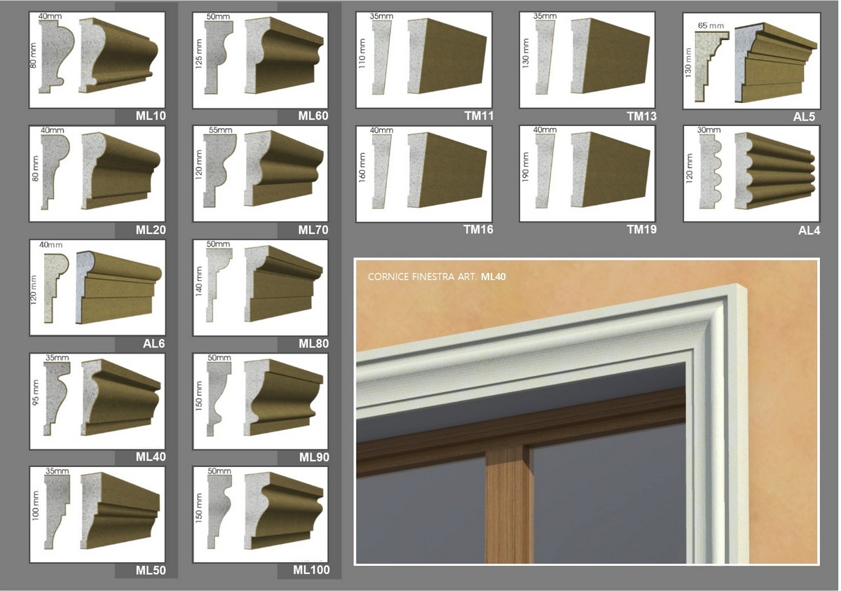 Cornici in polistirolo resinato, ideali per facciate esterne