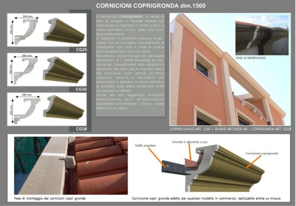 cornicioni in polistirolo ideali per mascherare e abbellire prospetti di facciate